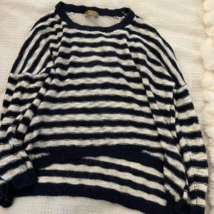 Navy and white striped sweater